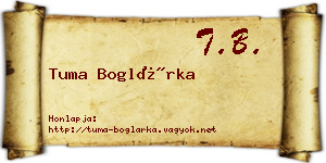 Tuma Boglárka névjegykártya